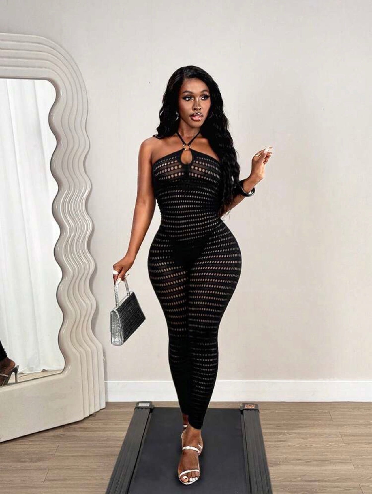 Black Lace Shoulderless Jumpsuit