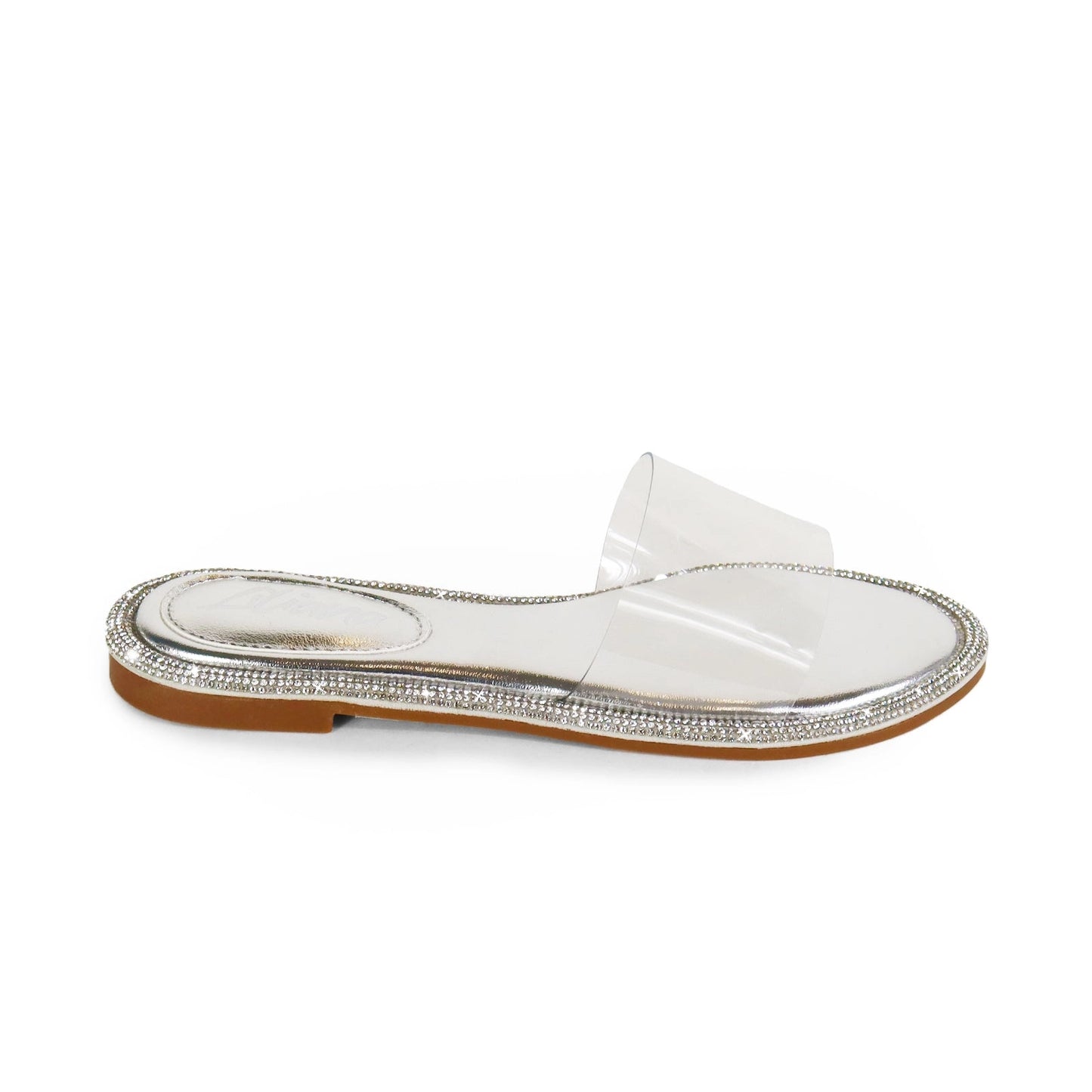 LINDY Round Toe Clear Upper with Rhinestone-Silver - The Boss Beauty Boutique