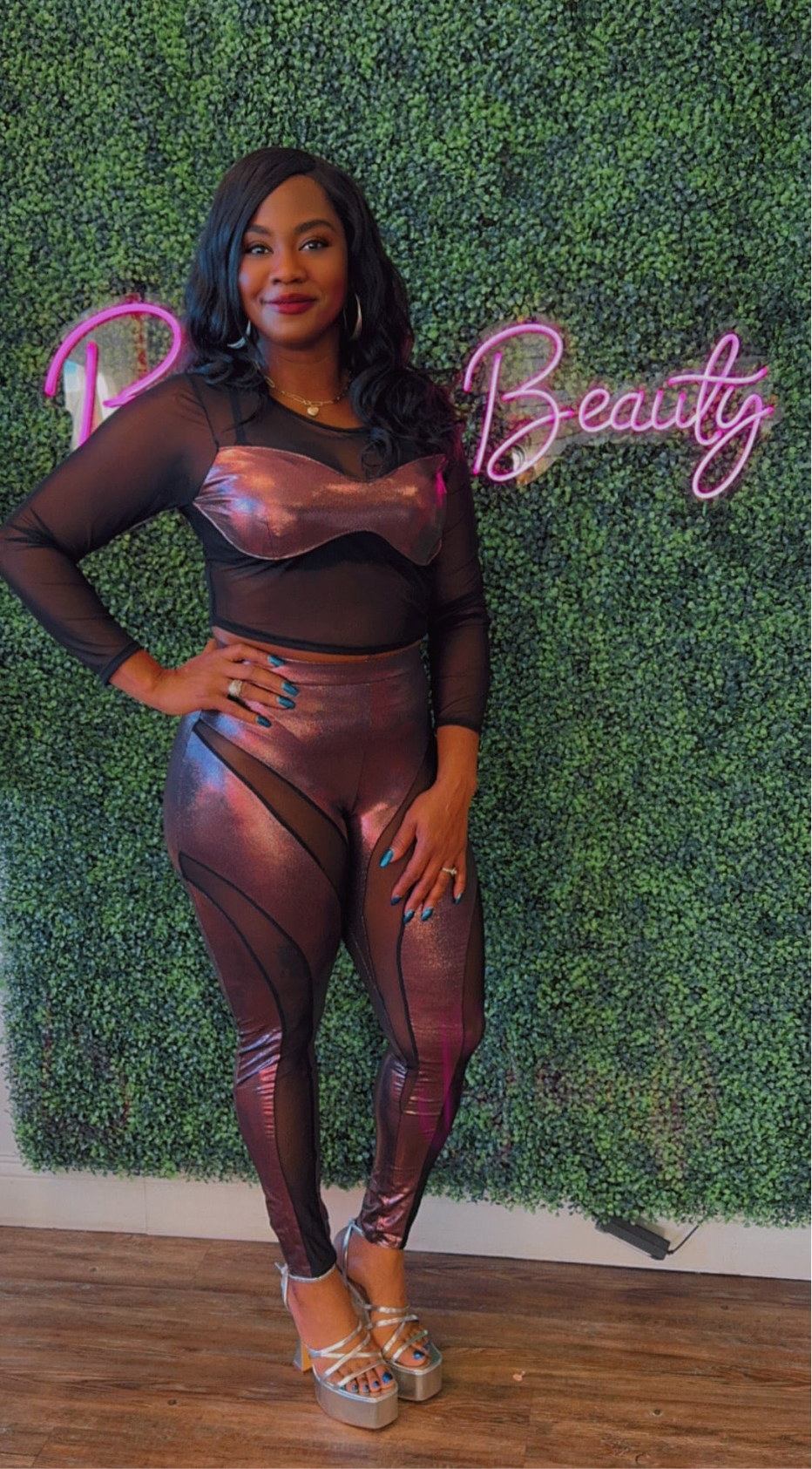 2PC Black & Pink Sequence Fit - The Boss Beauty Boutique