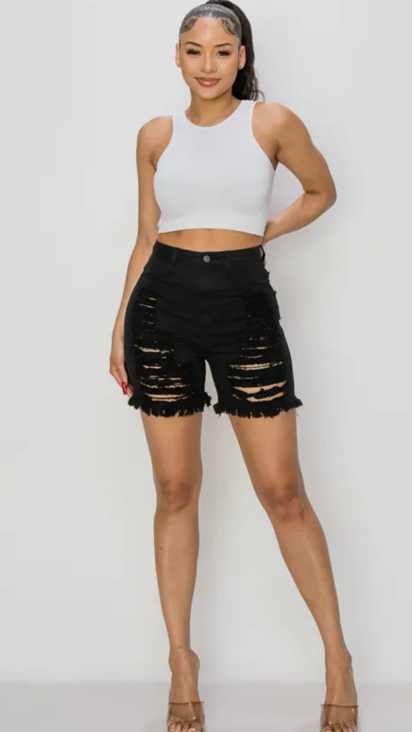 Black & white shorts - The Boss Beauty Boutique