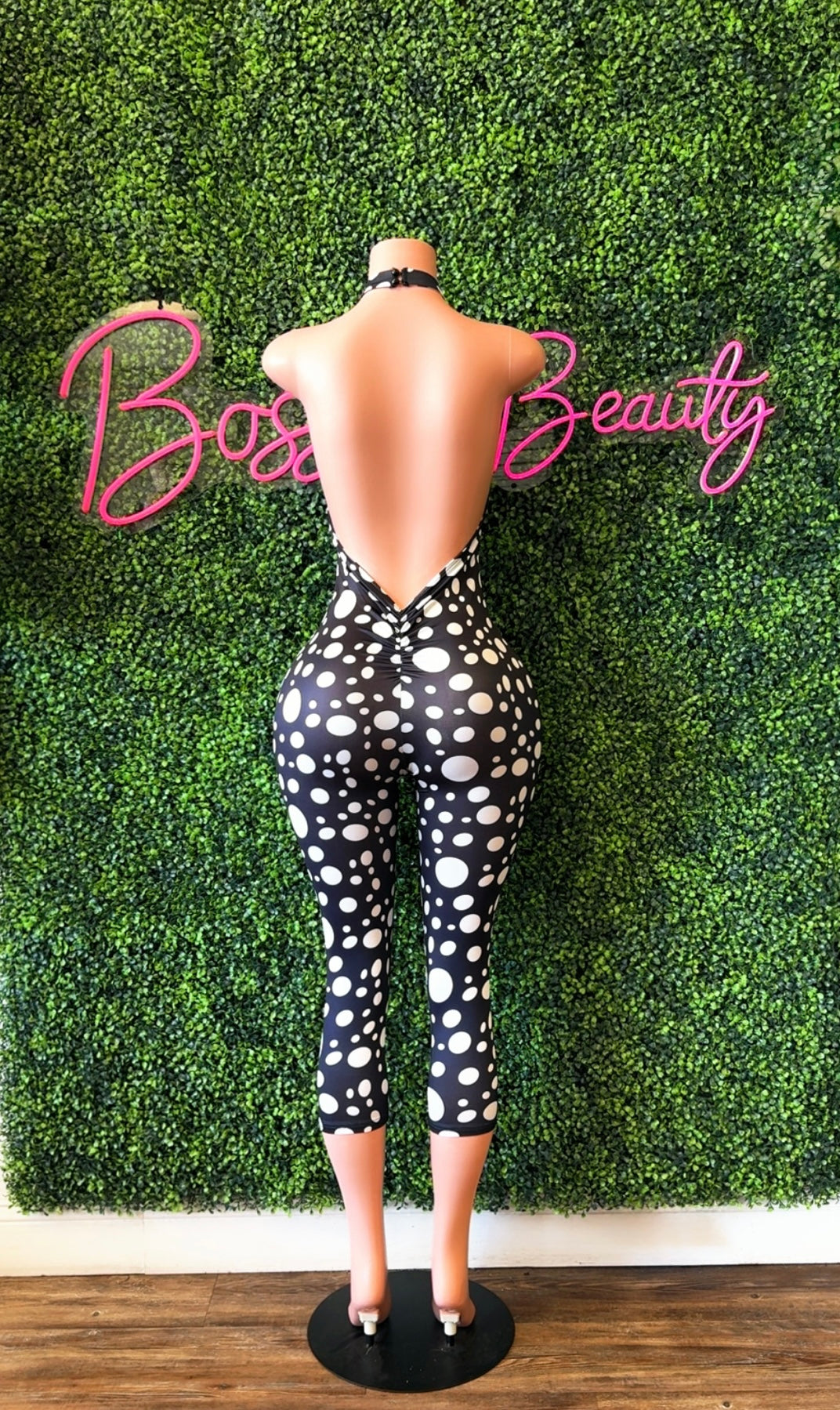Black/White Polka-Dot Jumpsuit