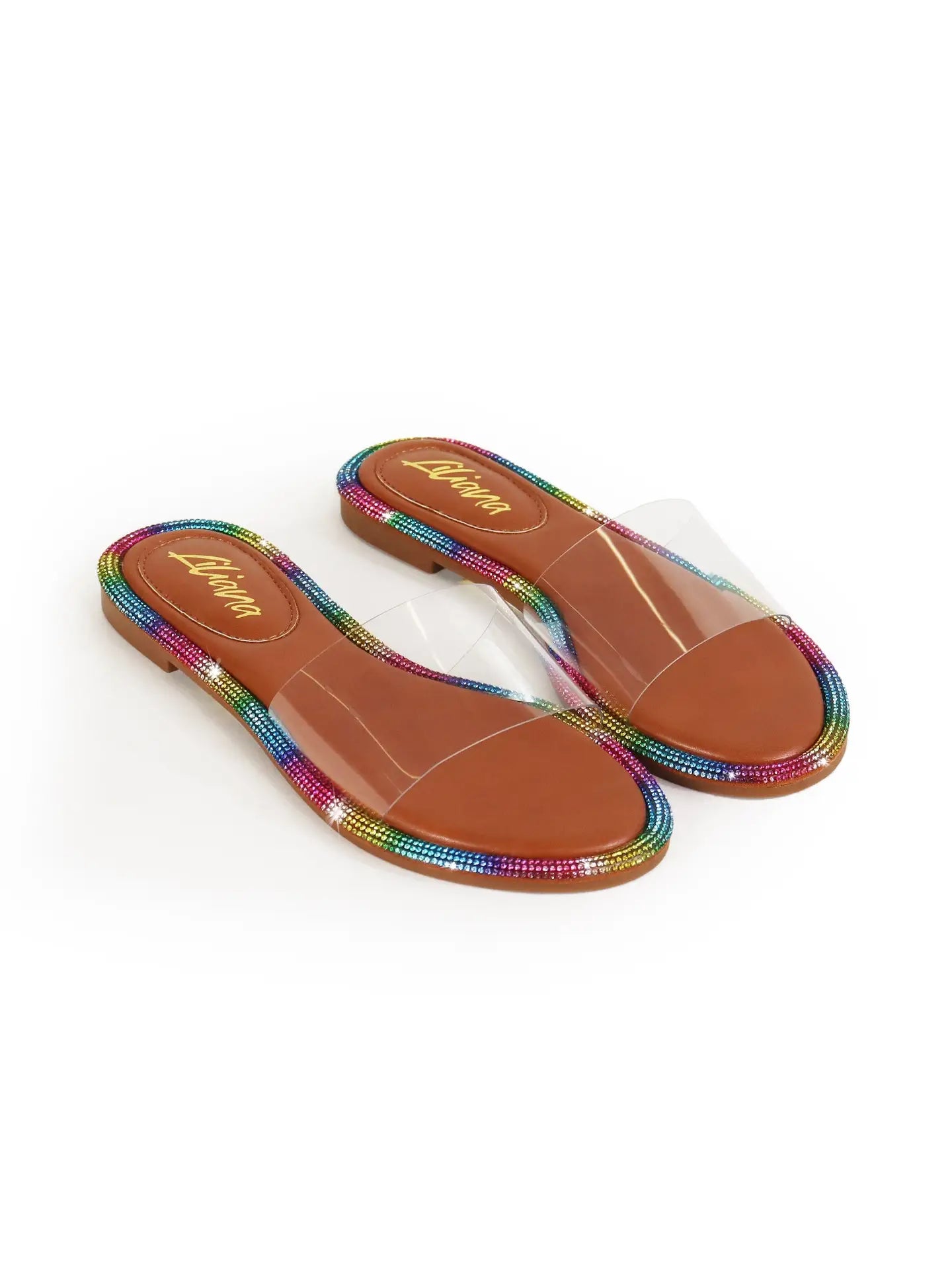 LINDY Round Toe Clear Upper with Rhinestone-Tan - The Boss Beauty Boutique