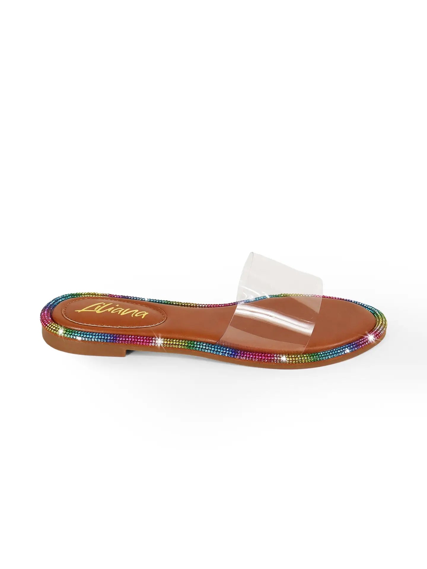 LINDY Round Toe Clear Upper with Rhinestone-Tan - The Boss Beauty Boutique