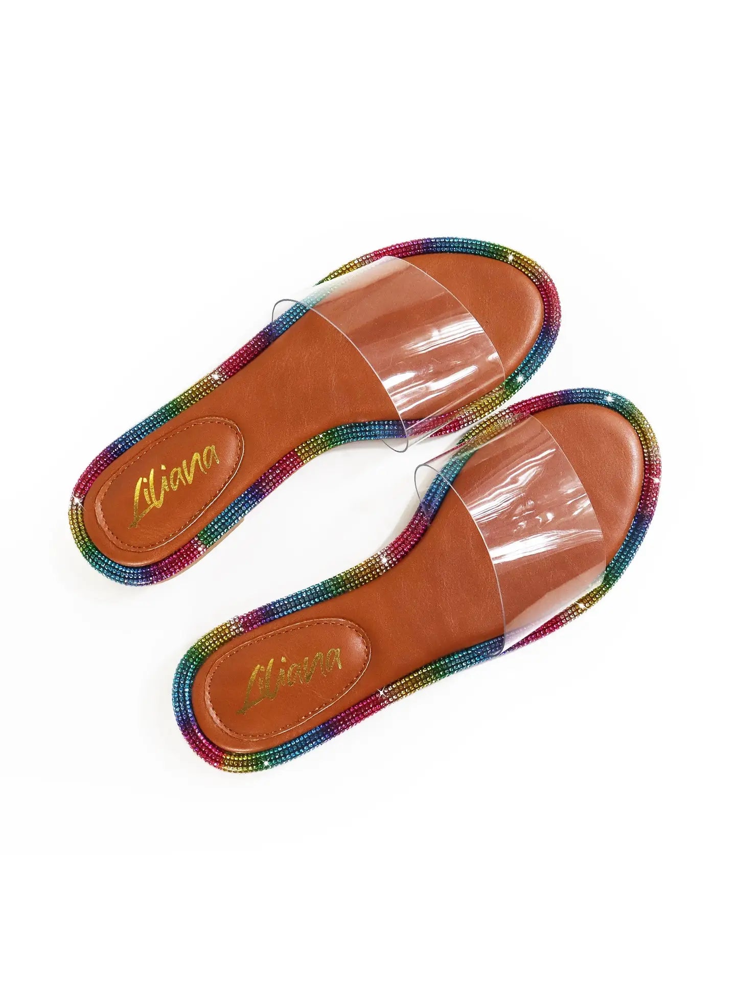 LINDY Round Toe Clear Upper with Rhinestone-Tan - The Boss Beauty Boutique