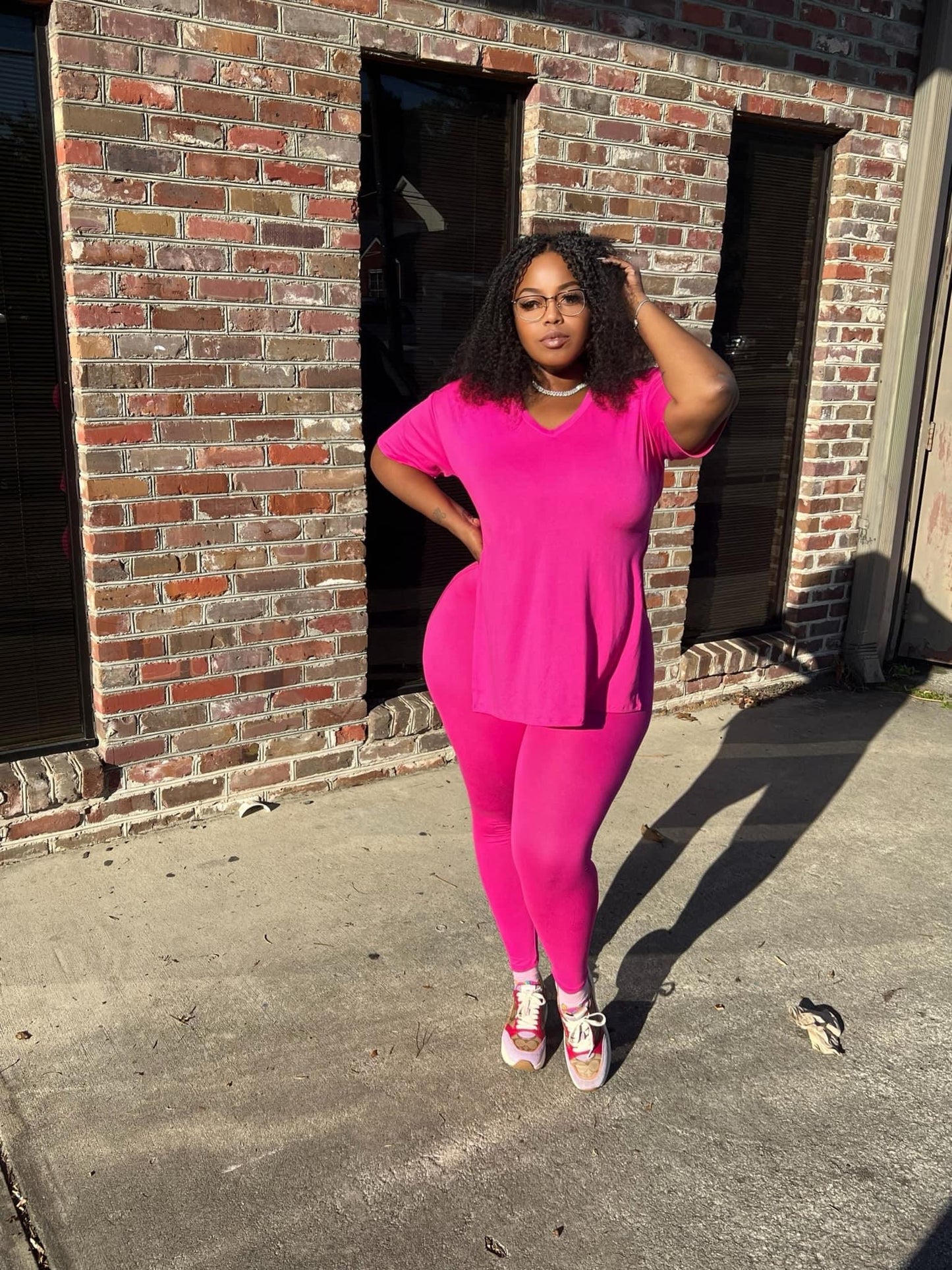 Round neck T-shirt & leggings set - The Boss Beauty Boutique