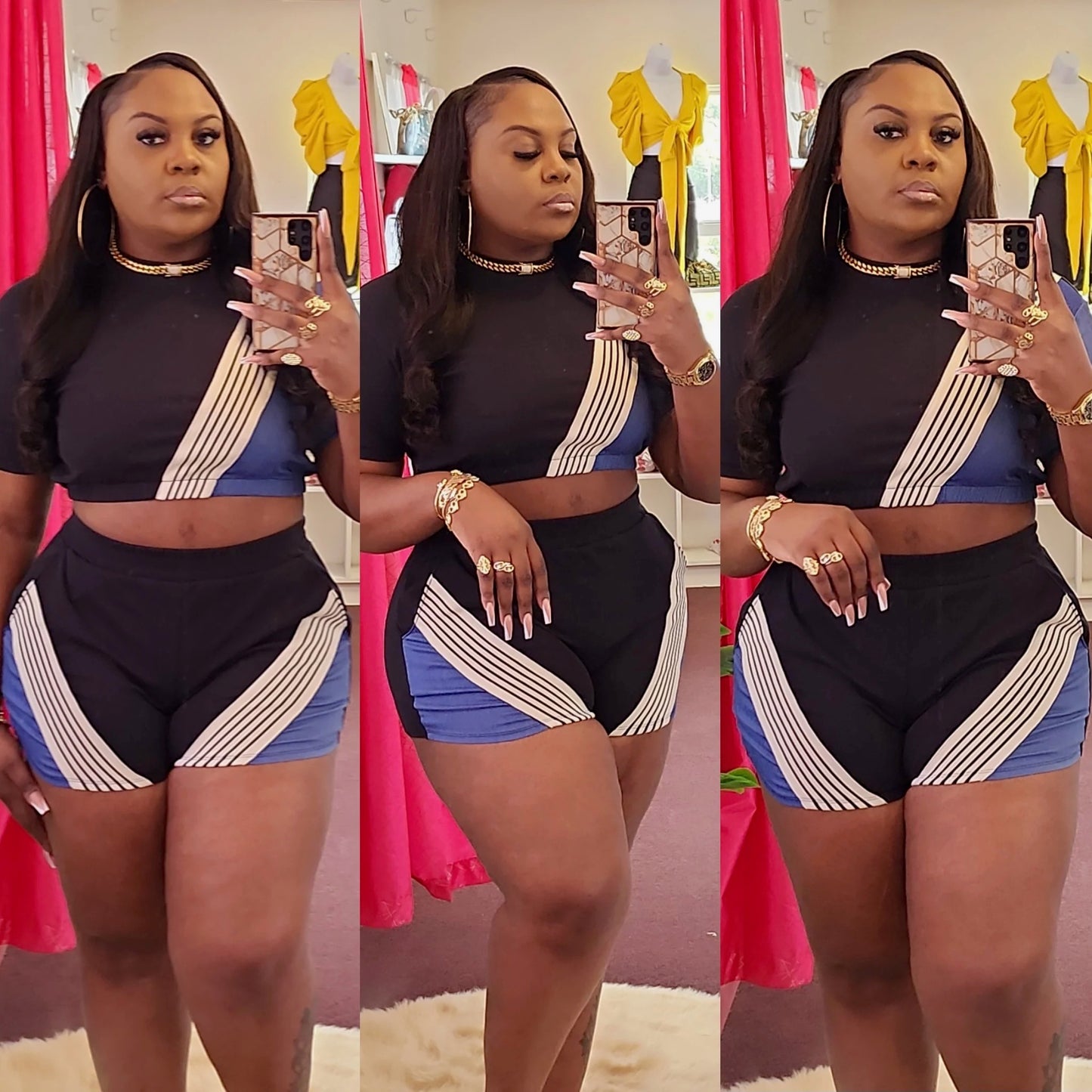 2PC STRIPE SHORT PANTS SET - The Boss Beauty Boutique
