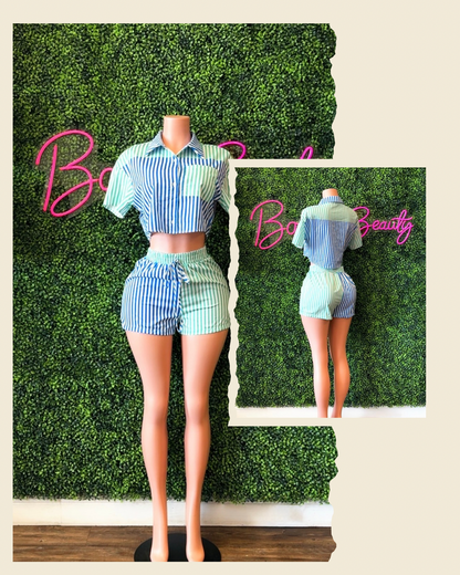 Can’t Commit Strippe Pants Set