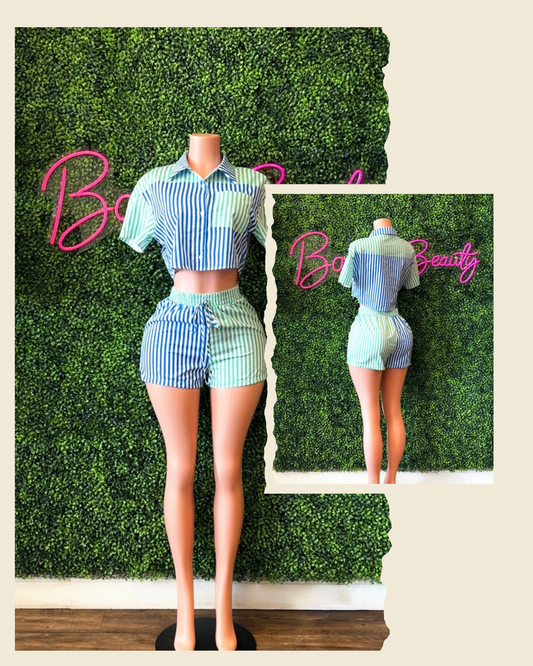 Can’t Commit Strippe Pants Set