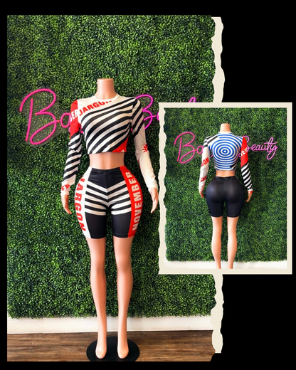 Bodycon 2pc Striped Pants Set