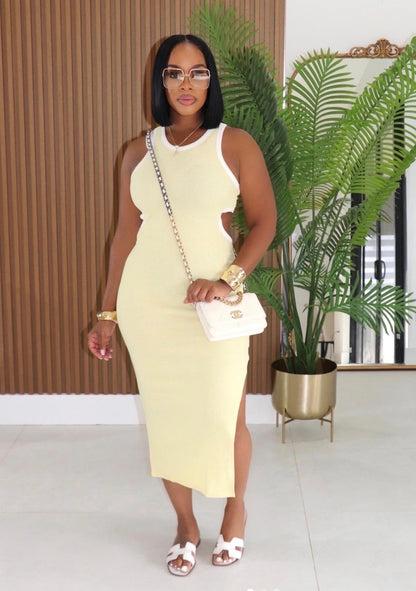Open Back Slit Mixi Dress - The Boss Beauty Boutique