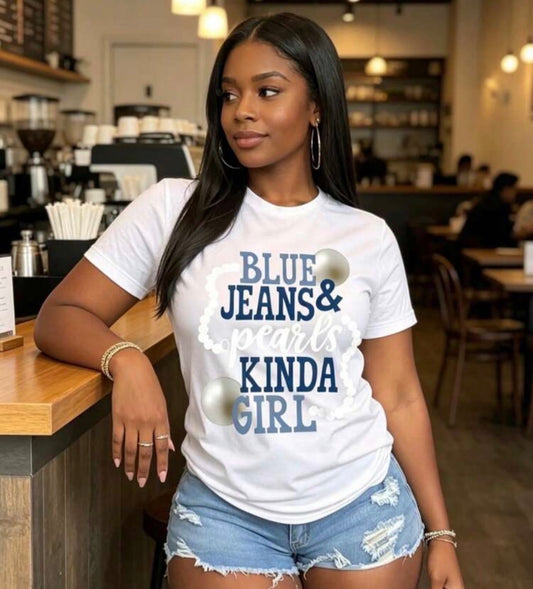 “Blue Jeans & Pearls” T-Shirt