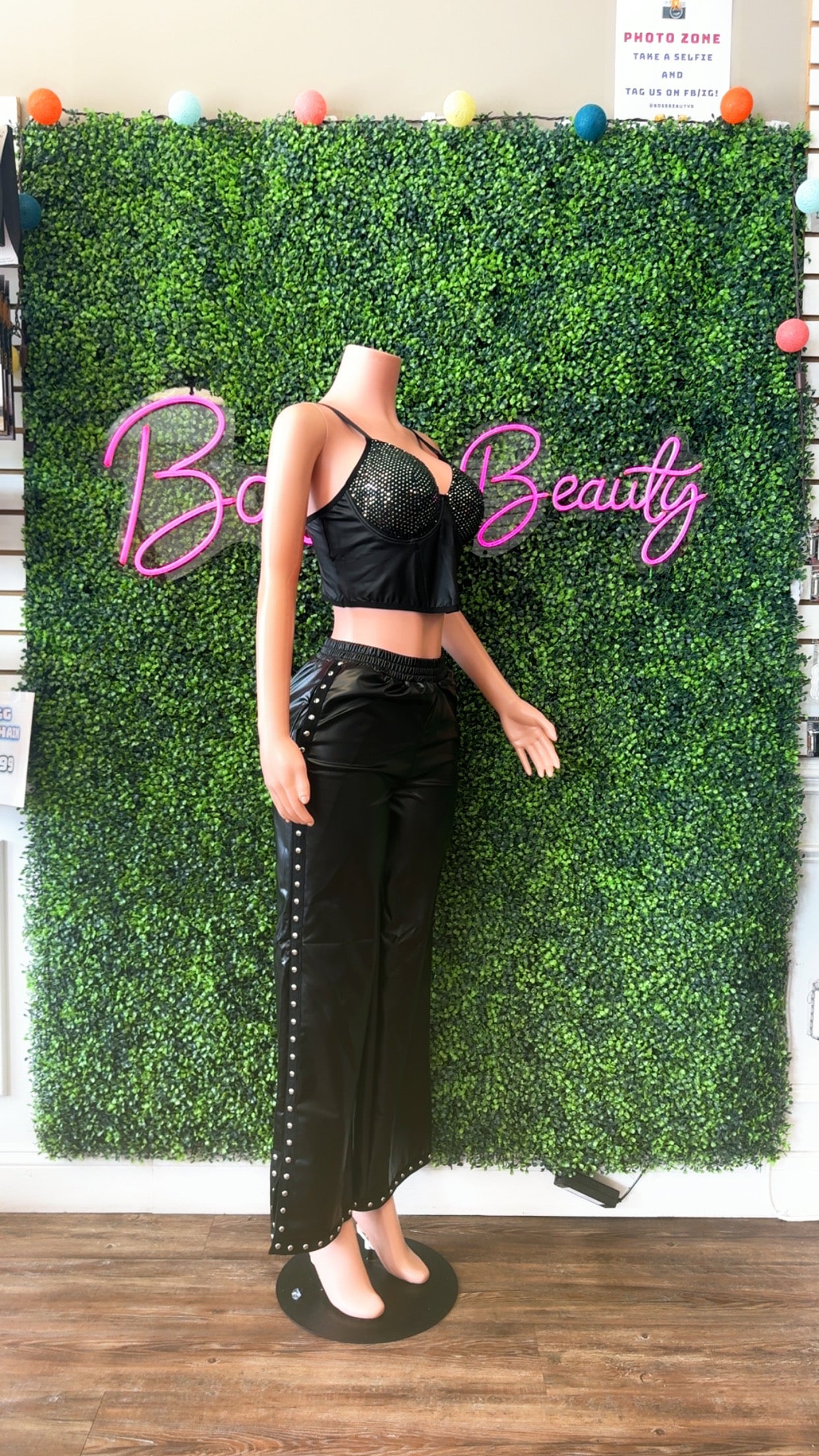 2PC Split Hem Leather Pants Set - The Boss Beauty Boutique