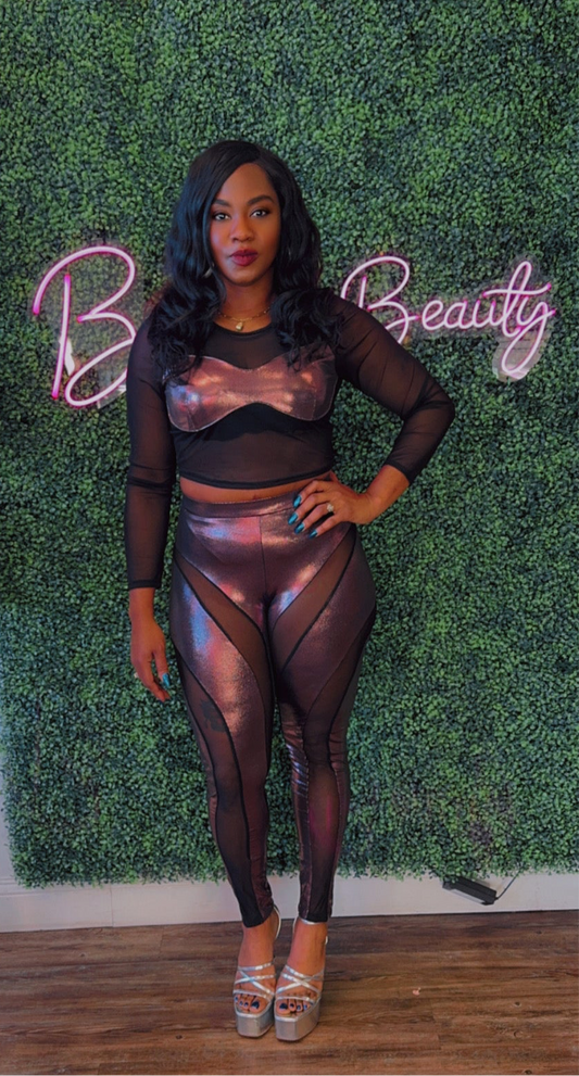 2PC Black & Pink Sequence Fit - The Boss Beauty Boutique