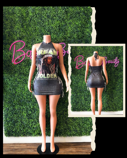Halter Neck Grey Mini Dress