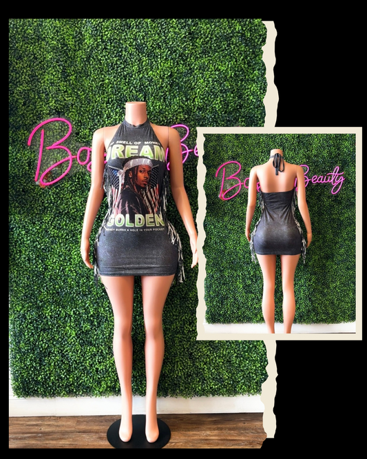 Halter Neck Grey Mini Dress