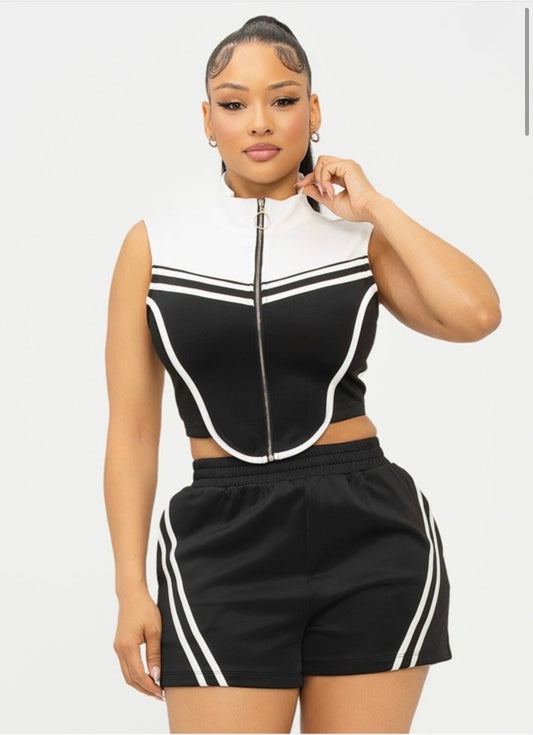 2PC Seamless Black & White Pants Set - The Boss Beauty Boutique