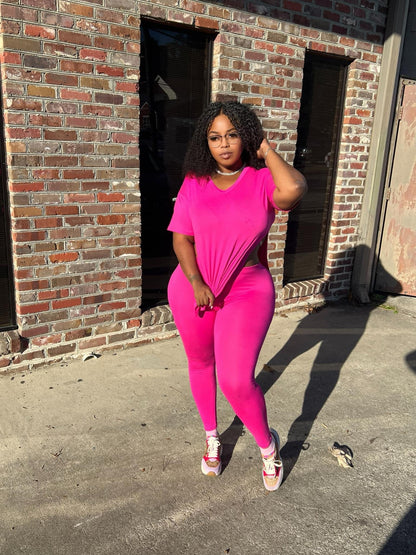 Round neck T-shirt & leggings set - The Boss Beauty Boutique