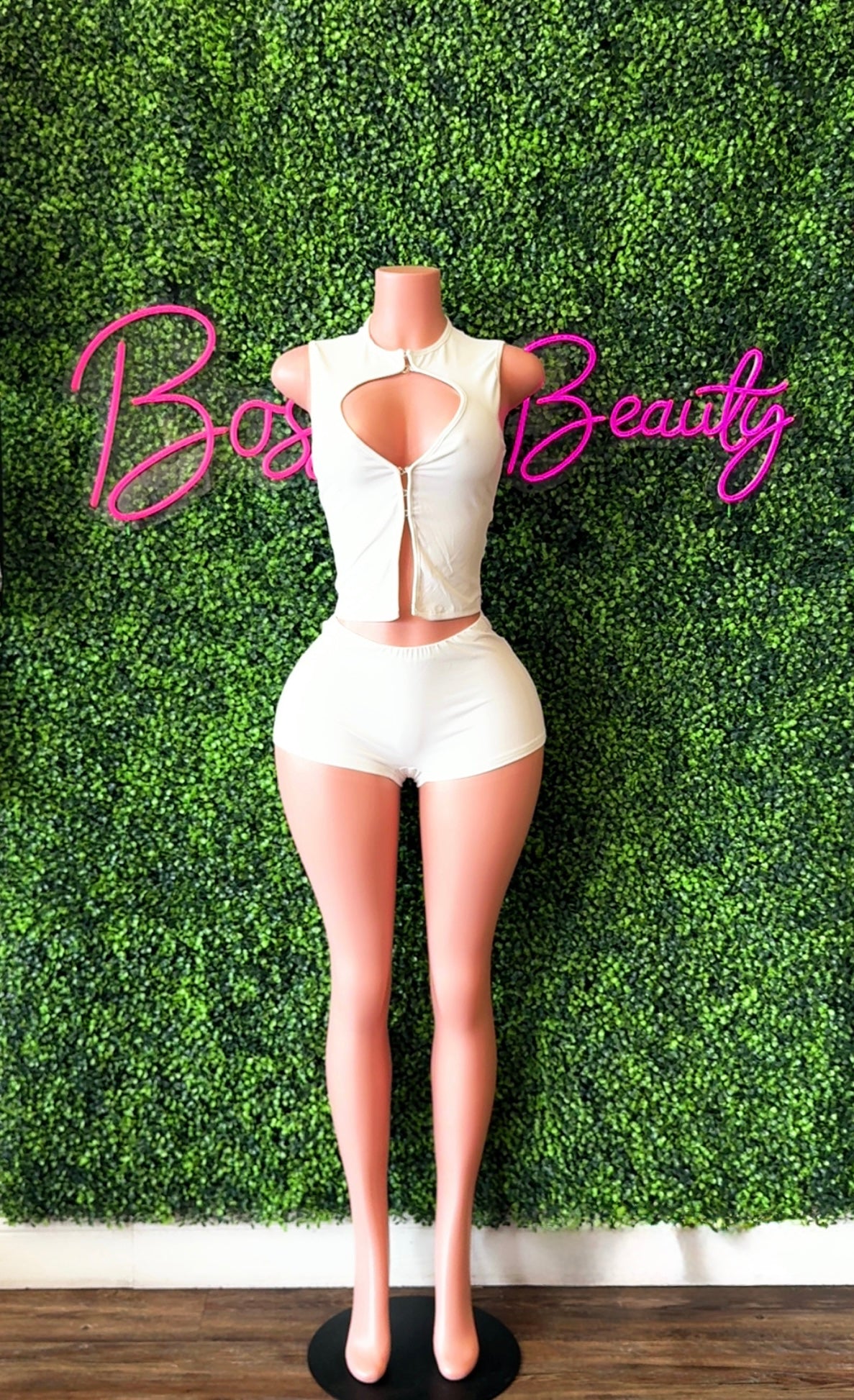 2pc White komfy short set