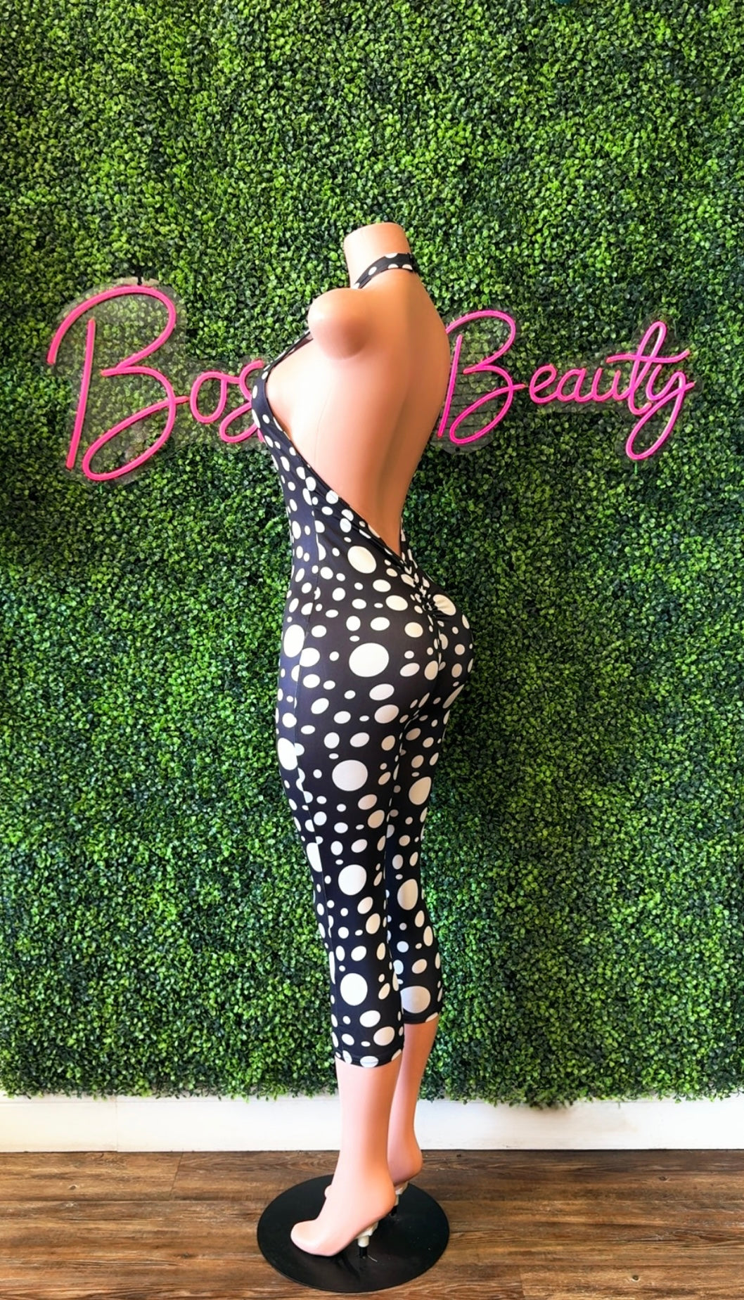 Black/White Polka-Dot Jumpsuit