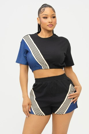 2PC STRIPE SHORT PANTS SET - The Boss Beauty Boutique