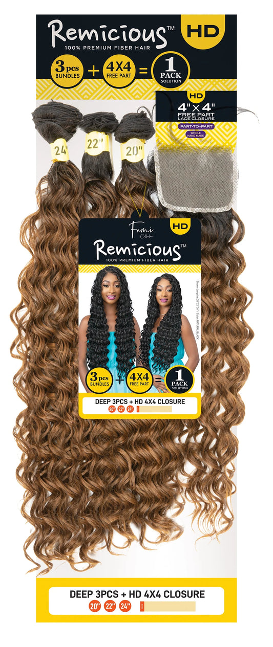 Remicious Deep Wave 16,18,20” + 4x4 Closure - The Boss Beauty Boutique